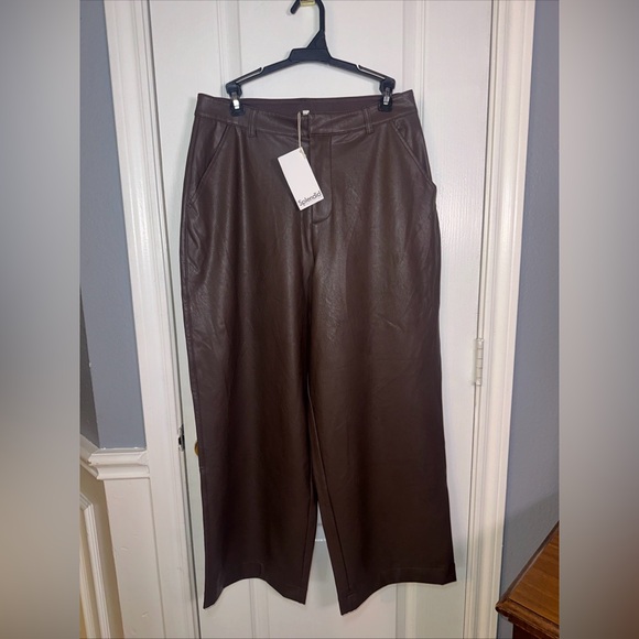 Splendid Collection Women’s Faux Leather Pants‎ Size 12 Color Brown - Picture 3 of 14